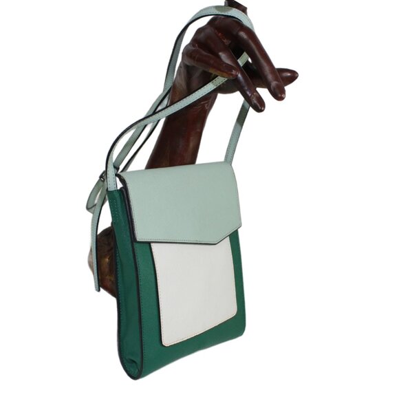 Botkier Cobble Hill Two Tone Green White Leather Cross Body Shoulder Mini Bag - Picture 5 of 9